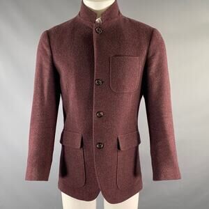 BRUNELLO CUCINELLI Chest Size S Burgundy Heather Cashmere Sport Coat